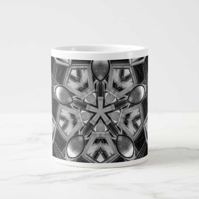 Caneca De Café Grande Kaleidoscope - Estrela cinza escura... (Frente)