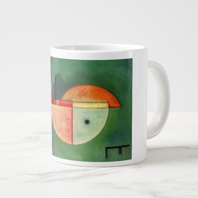 Caneca De Café Grande Kandinsky para cima, Abstrato, pintando verde (Frente Esquerda)