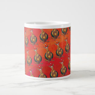 Caneca De Café Grande Kangaroo Xmas Em Vermelho