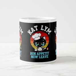 Caneca De Café Grande Kat Lym Sarcastic Chef Cat - Bon Appetit Now Leave