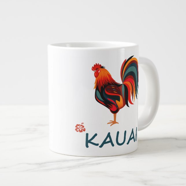 Caneca De Café Grande Kauai Hawaiian Rooster Jumbo Mug (Frente Esquerda)