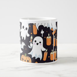 Caneca De Café Grande Kawai Halloween Pumpkins e Ghosts Mug