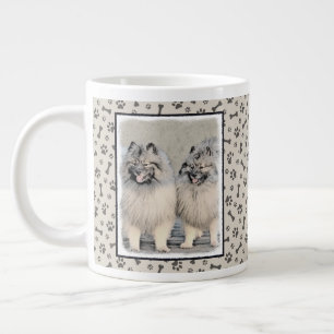 Caneca De Café Grande Keeshond Brothers Painting - Arte Original de Cach