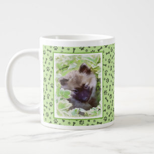 Caneca De Café Grande Keeshond Puppy na Pintura Original