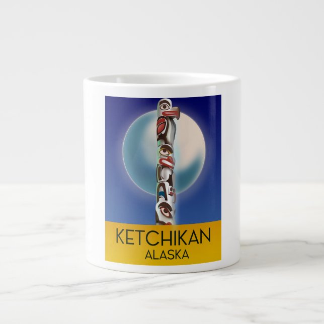 Caneca De Café Grande Ketchikan Alaska Totem Poster de viagens (Frente)