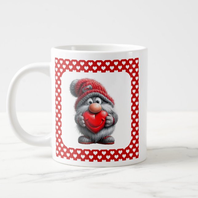 Caneca De Café Grande "Key to My Heart" Whimsical Gnome (Esquerda)