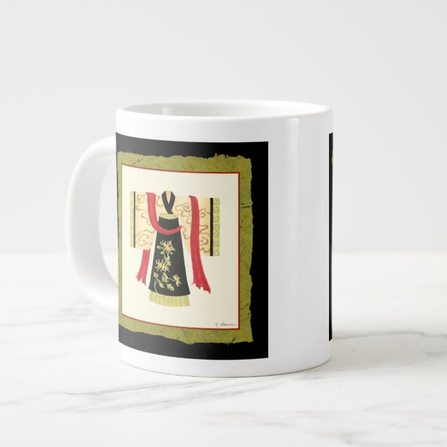 Caneca De Café Grande Kimono japonês tradicional com Impressão floral (Frente Esquerda)