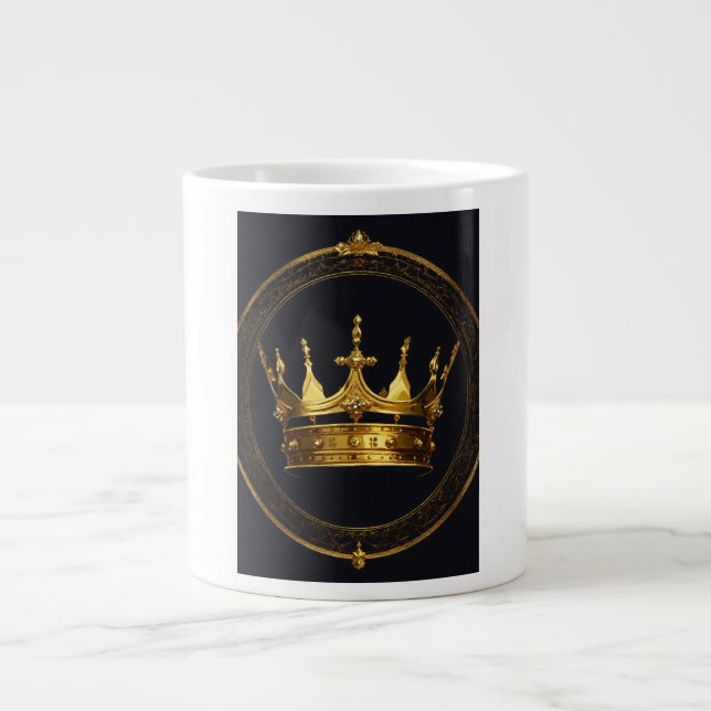 Caneca De Café Grande King Crown Logo Combo Mug (Frente)