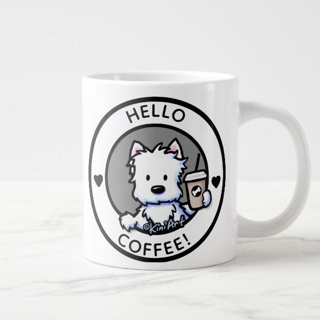 Caneca De Café Grande KiniArt Café Westie (Direita)
