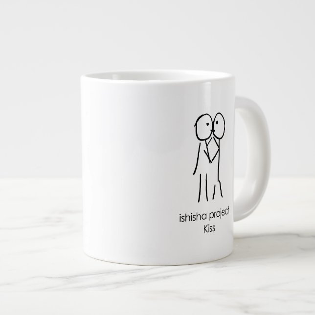 Caneca De Café Grande Kiss Mug - Ilustração de Amor (Frente Esquerda)