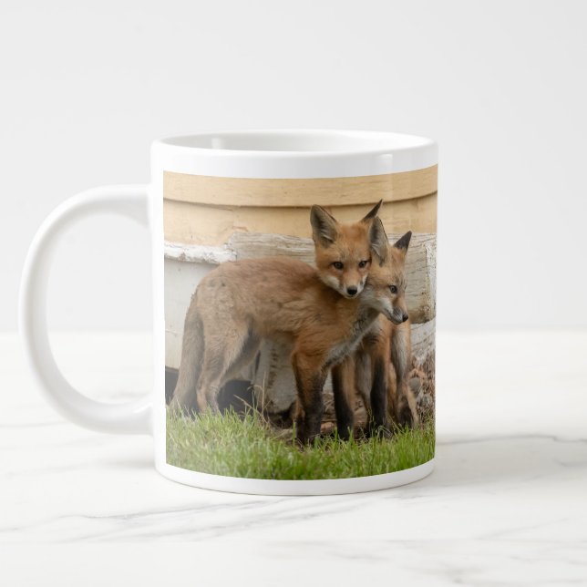 Caneca De Café Grande Kits de Raposa Adoráveis (Esquerda)