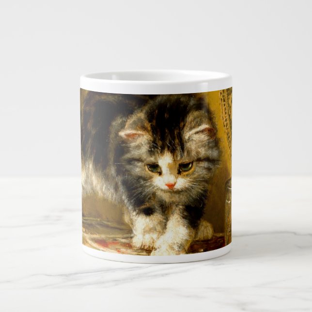 Caneca De Café Grande Kitten com pintura e escovas (Frente)