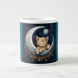 Caneca De Café Grande Kitten Dormindo Em Crescent Moon Object
