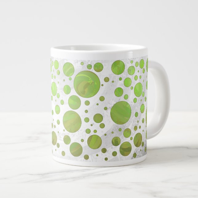 Caneca De Café Grande Kiwi Bash Green Bolinhas (Frente Esquerda)