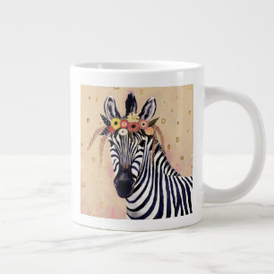 Caneca De Café Grande Klimt Zebra   Adornada Em Flores