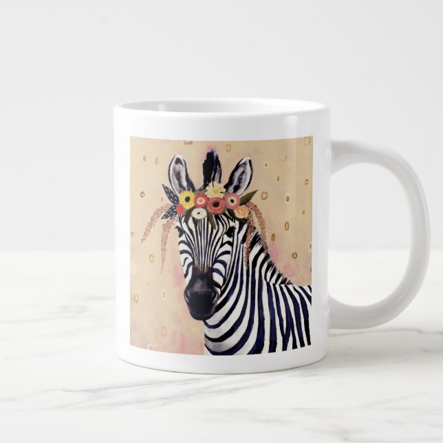 Caneca De Café Grande Klimt Zebra | Adornada Em Flores (Direita)