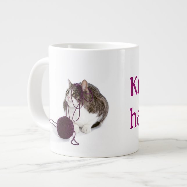 Caneca De Café Grande Knit acontece (Frente Esquerda)