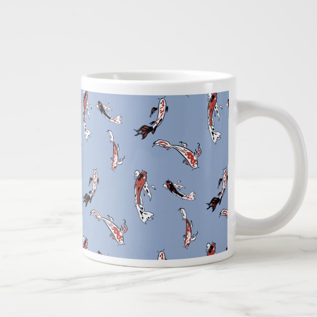 Caneca De Café Grande Koi Nadado Pintado em Pond (Direita)