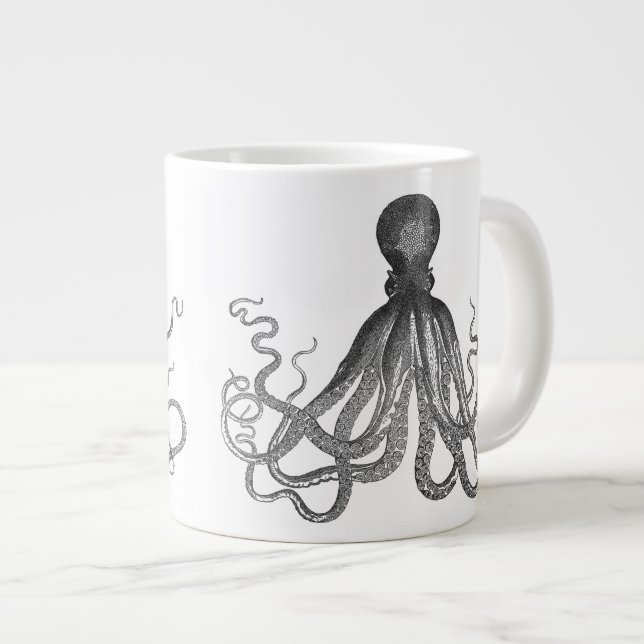 Caneca De Café Grande Kraken - Polvo Gigante Negro / Cthulu (Frente Esquerda)