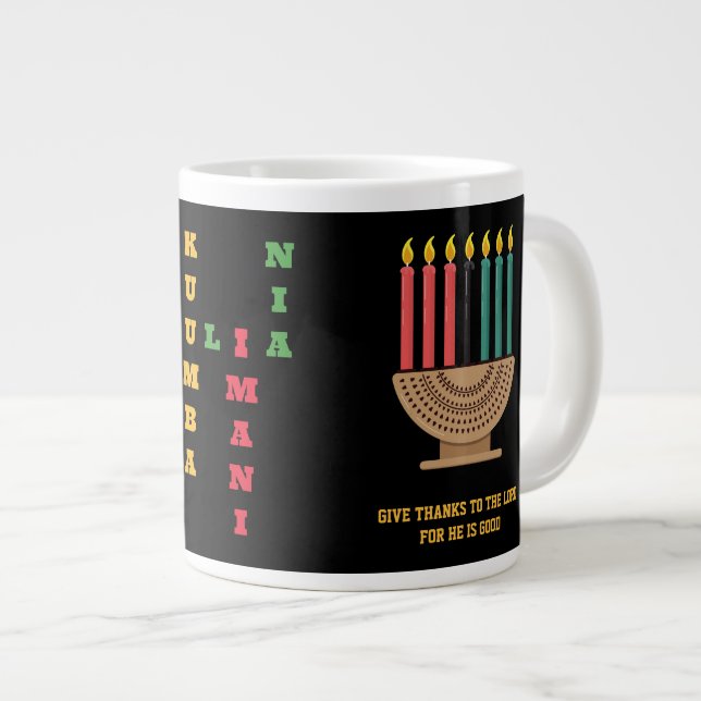 Caneca De Café Grande KWANZAA Nguzo Saba Crossword (Frente Esquerda)