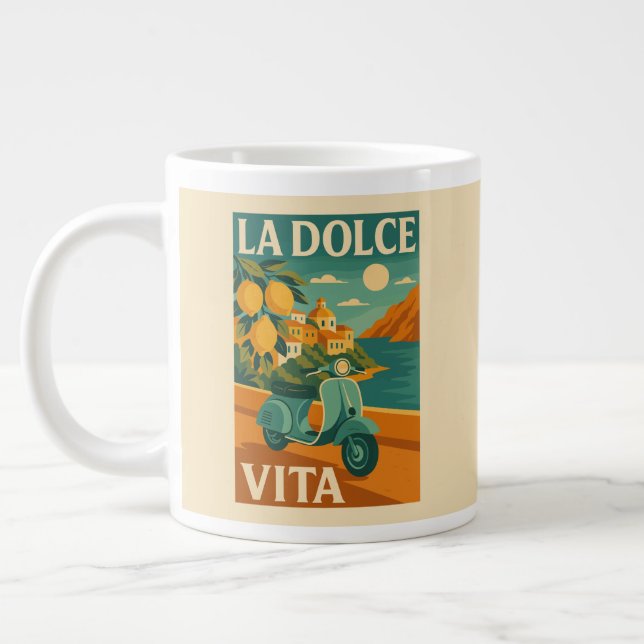 Caneca De Café Grande La Dolce Vita - Viagem da costa italiana retrô (Esquerda)