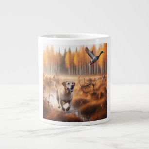 Caneca De Café Grande Labrador/cão na caça ao pato no outono