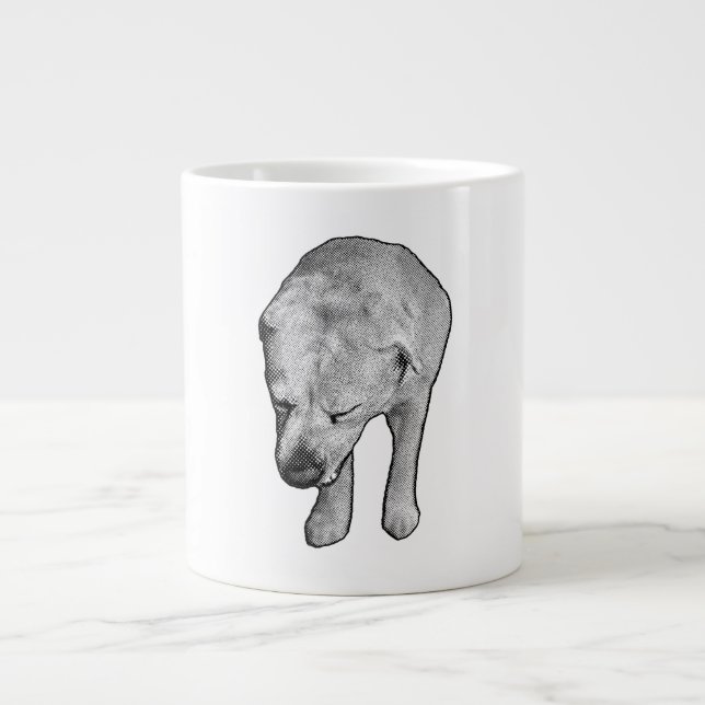 Caneca De Café Grande Labrador Fireside com Pontos Festivos Finos (Frente)