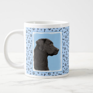 Caneca De Café Grande Labrador Retriever Black Painting Original Dog Art