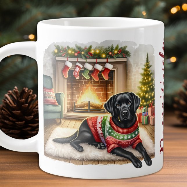 Caneca De Café Grande Labrador Retriever Cozy Natal Cachorro (Criador carregado)