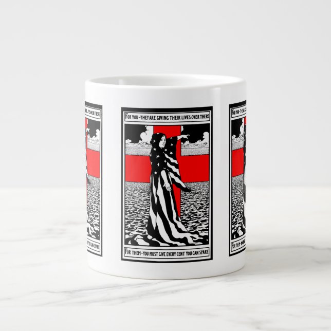 Caneca De Café Grande Lady Liberty WI US Patriotic Poster 1918 (Frente)
