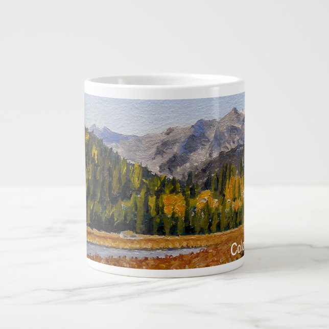 Caneca De Café Grande Lago de Montanha Cênica no Parque Estes (Frente)