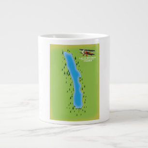 Caneca De Café Grande Lago do Bourget, França, mapa.