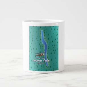 Caneca De Café Grande Lago Seneca, mapa do lago NYC