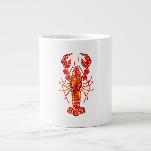 Caneca De Café Grande Lagosta poligonal vermelha (Frente)