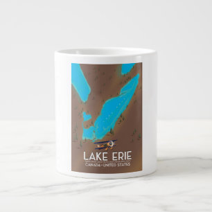 Caneca De Café Grande Lake Erie, poster de viagens do mapa do lago dos E