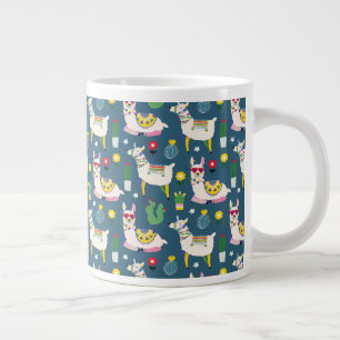Caneca De Café Grande Lamas Em Padrões De Óculos De Sol