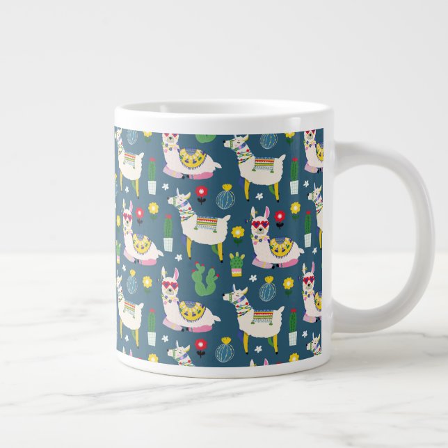 Caneca De Café Grande Lamas Em Padrões De Óculos De Sol (Direita)