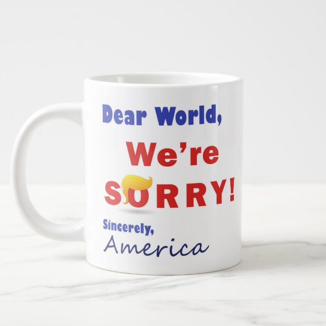 Caneca De Café Grande Lamentamos por Trump - Coffee Mug (Esquerda)