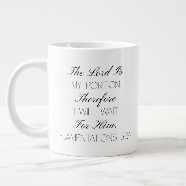 Caneca De Café Grande Lamentations 3:24 Hope Bible Verse Mug  (Esquerda)
