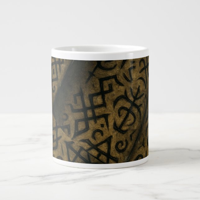 Caneca De Café Grande Lâmpadas com Símbolos Místicos (Frente)