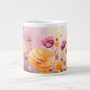 Caneca De Café Grande Lâmpadas e Copas - Poppies crescendo em um campo