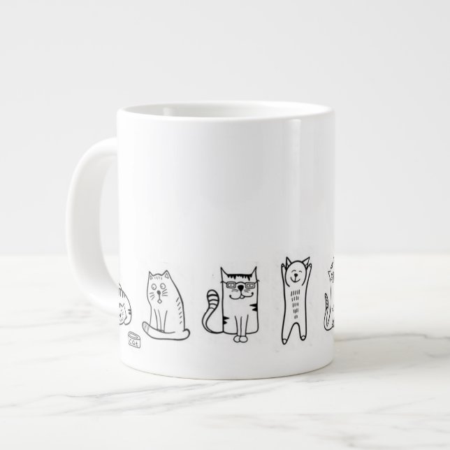 Caneca De Café Grande Lâmpadas - Gatinho Legal (Frente Esquerda)