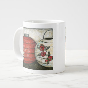 Caneca De Café Grande Lanternas de Ano Novo Chinesas com Impressão Flor