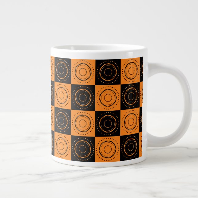 Caneca De Café Grande Laranja e Bolinhas Negras Concentradas do Hallowee (Direita)
