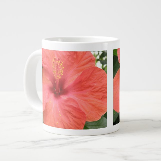 Caneca De Café Grande Laranja Hibiscus Flower Macro Mug (Frente Esquerda)
