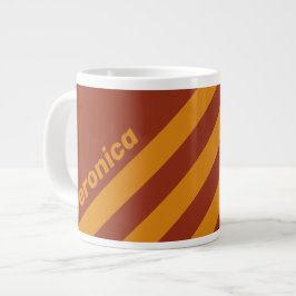 Caneca De Café Grande Laranja Retro com Três Listras e Nome Ferrugem