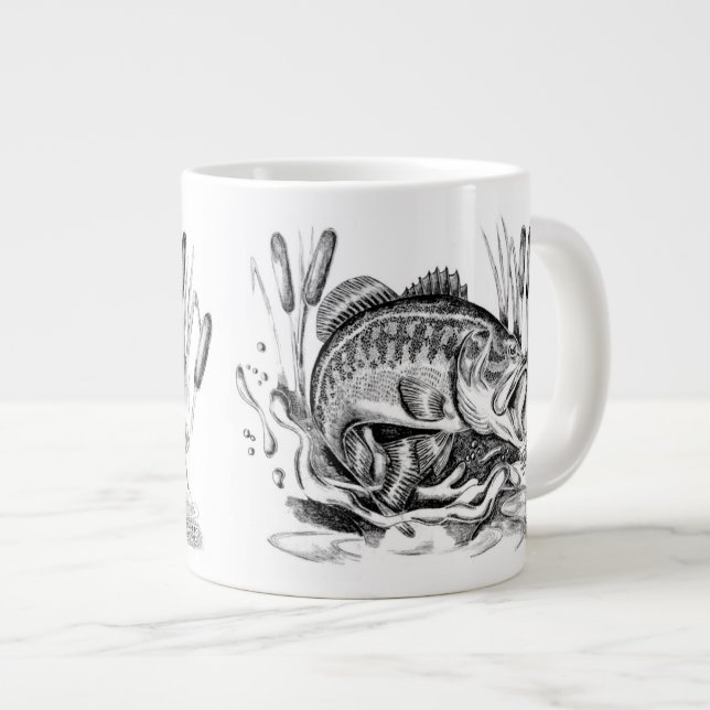 Caneca De Café Grande Largemouth Bass (Frente Esquerda)