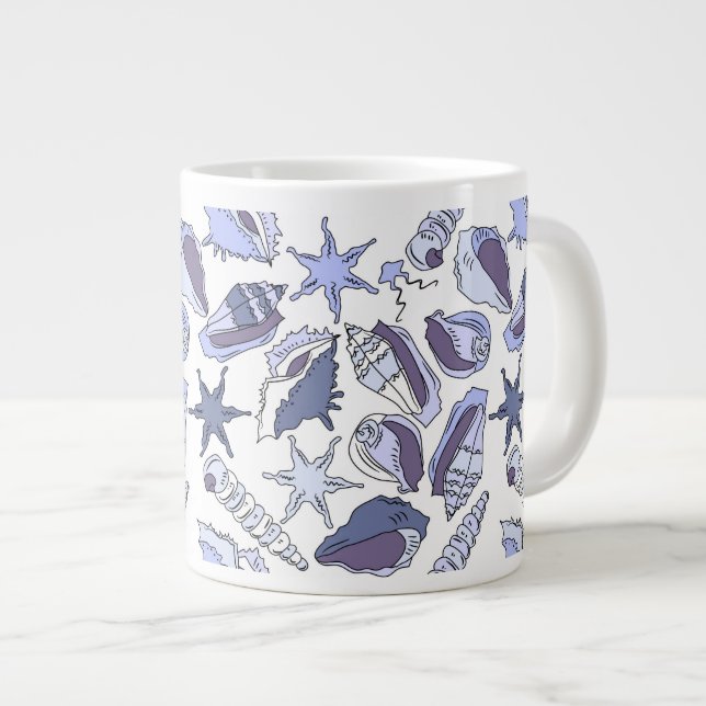 Caneca De Café Grande Lavendar Seashells (Frente Esquerda)