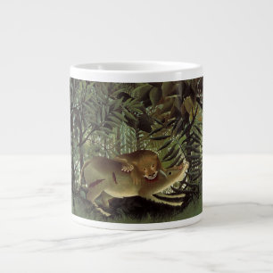 Caneca De Café Grande Leão Faminto de Henri Rousseau, Animal Selvagem An