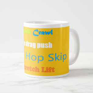 Caneca De Café Grande Leap Salto Skip Lean Design de texto cores mistas